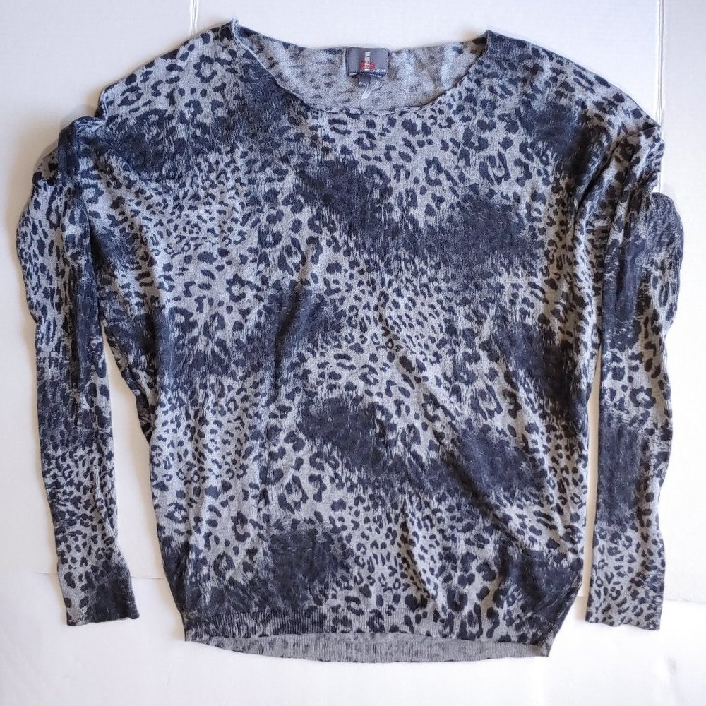 Buffalo David Bitton Grey Leopard Wool Cashmere Blend Sweater